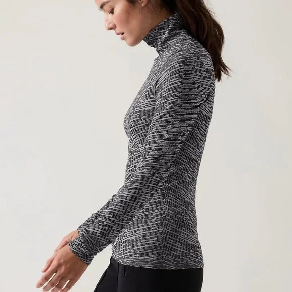 Athleta Flurry Seamless Turtleneck size XXS Wren Black - Picture 4 of 4